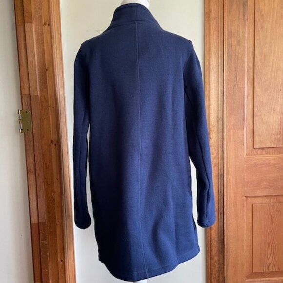 LANDS' END SPORT Tunic Sweatshirt Funnel Collar Fleece Lined Navy Medium - Picture 8 of 16